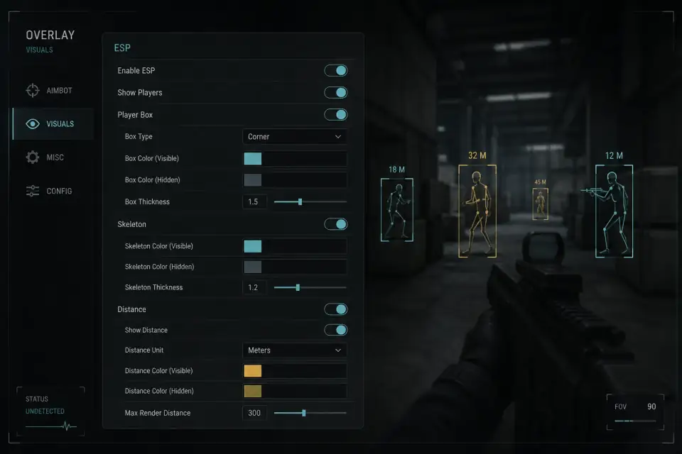 Bodycam ESP settings for player overlay information
