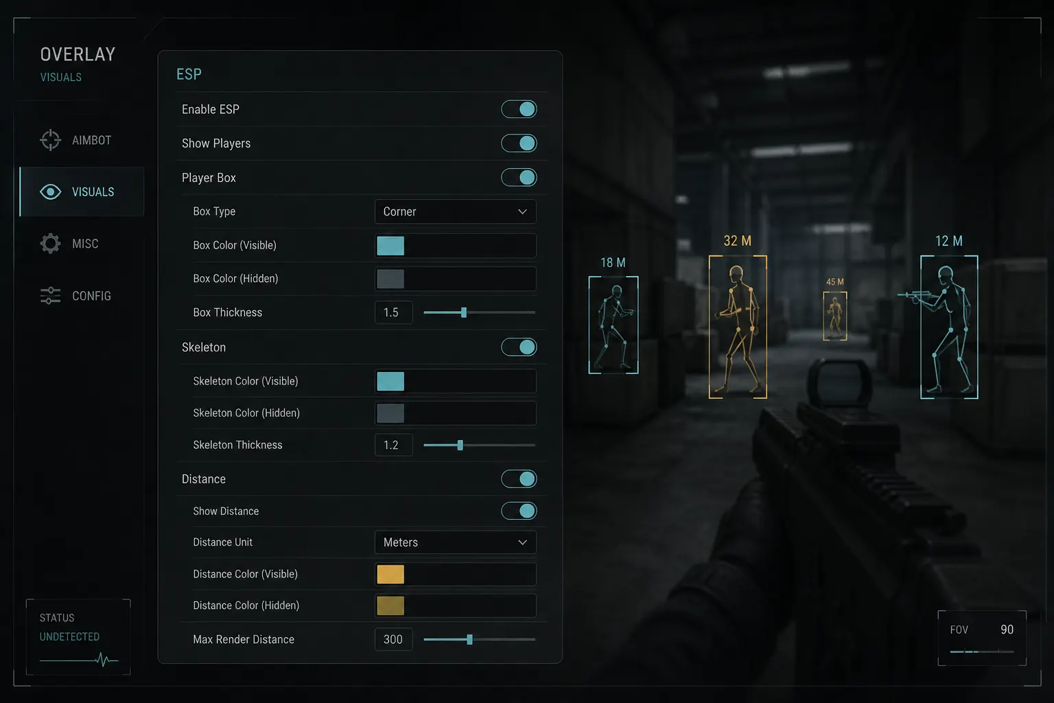ESP interface illustration related to stream-proof overlay settings